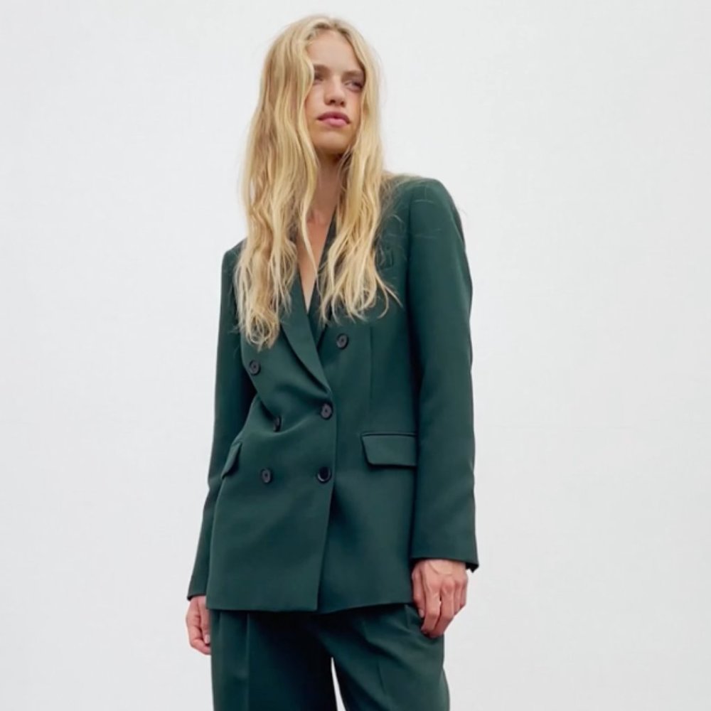 Oversized Green Pantsuit Set - Blazer and Pants